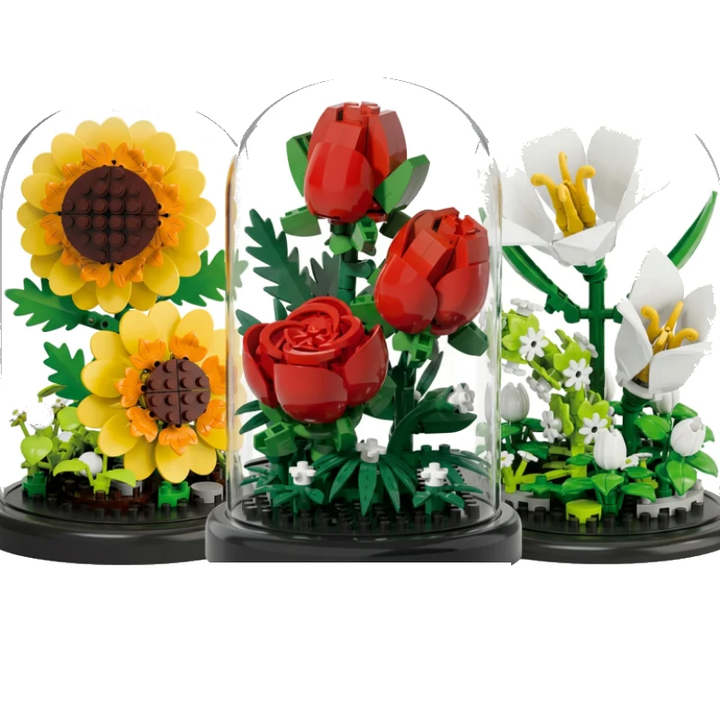 Redoma Girassóis, Rosas e Lírios Branco | COMBO - imagem principal