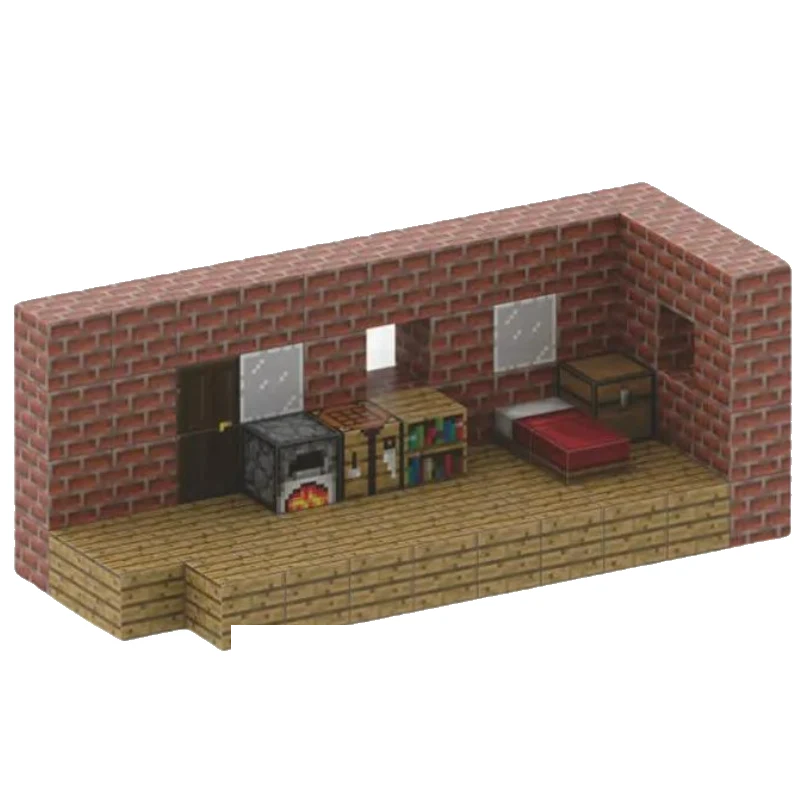Cabana de Tijolos Vermelhos  - Blocos Magnéticos Minecraft | 80PCS